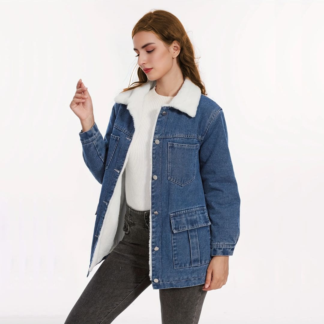 Jaqueta Feminina Jeans Forrada Manuela