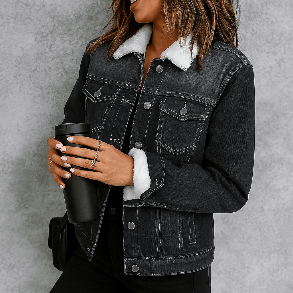 Jaqueta Feminina Jeans Preta Luisa