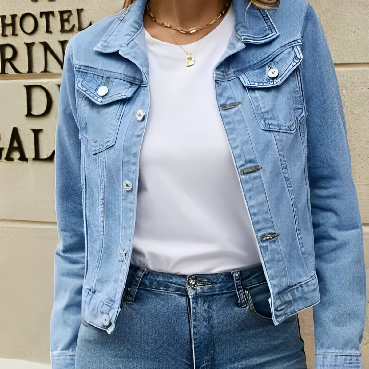 Jaqueta Feminina Jeans Preta Luisa