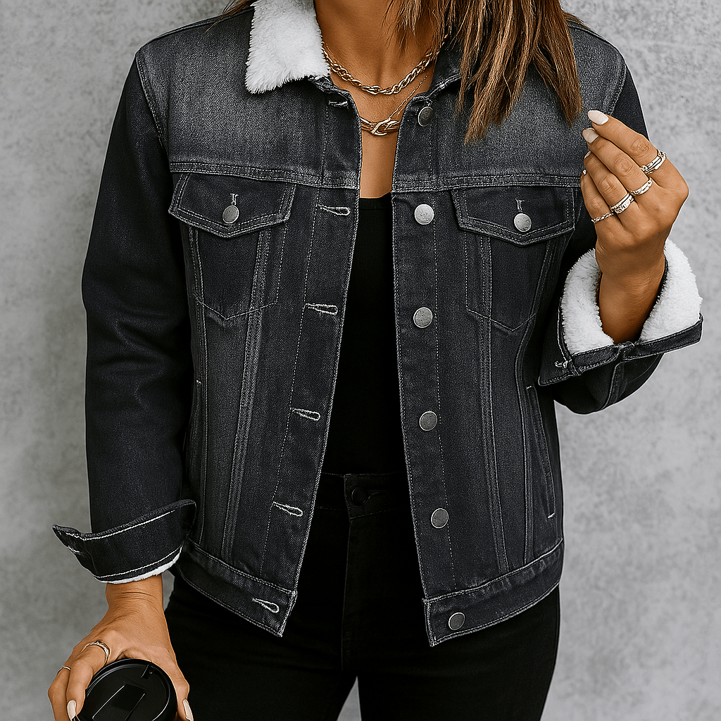 Jaqueta Feminina Jeans Preta Luisa